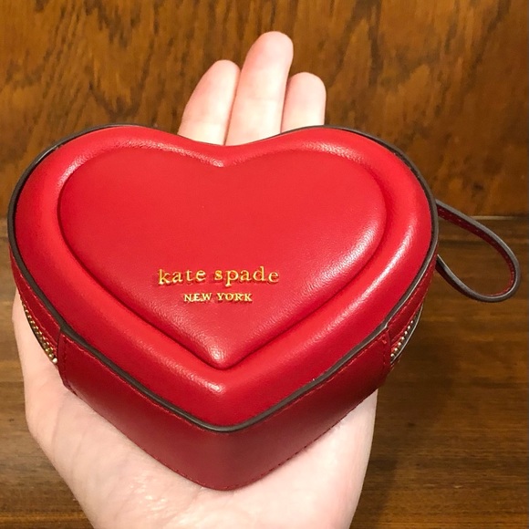 NWT-Kate Spade-Pitter Patter Heart ❤️Convertible Coin Purse-Perfect Cherry-$128 - Picture 2 of 16